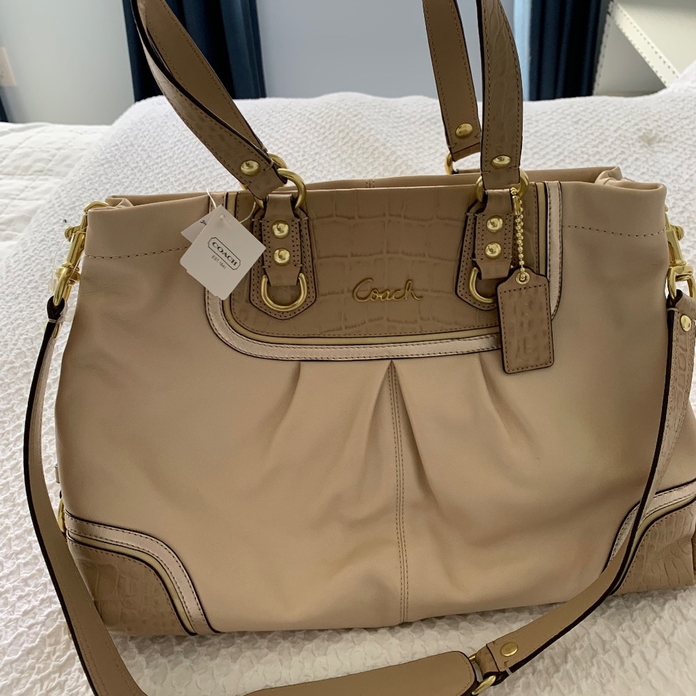 Coach leather satchel with removable strap